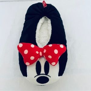 Disney Minnie Mouse pull on black slippers S/M